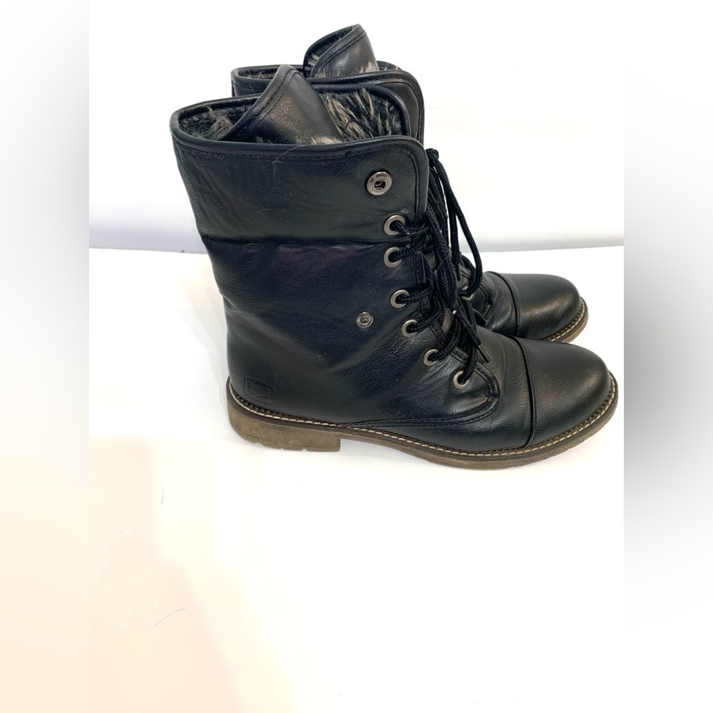 Dirty Laundry Faux Black Leather & Fur Right Time Combat Boots - Women's Sz 8.5 - Picture 3 of 13
